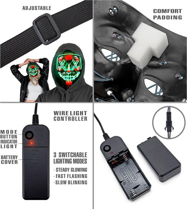 Immagine prodotto Widmann Inquietante maschera X con illuminazione LED verde