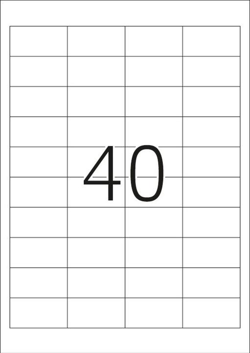 Nutritional values and ingredients TopStick Universal labels, 48.5 x 25.4 mm, white self-adhesive, permanently adhesive