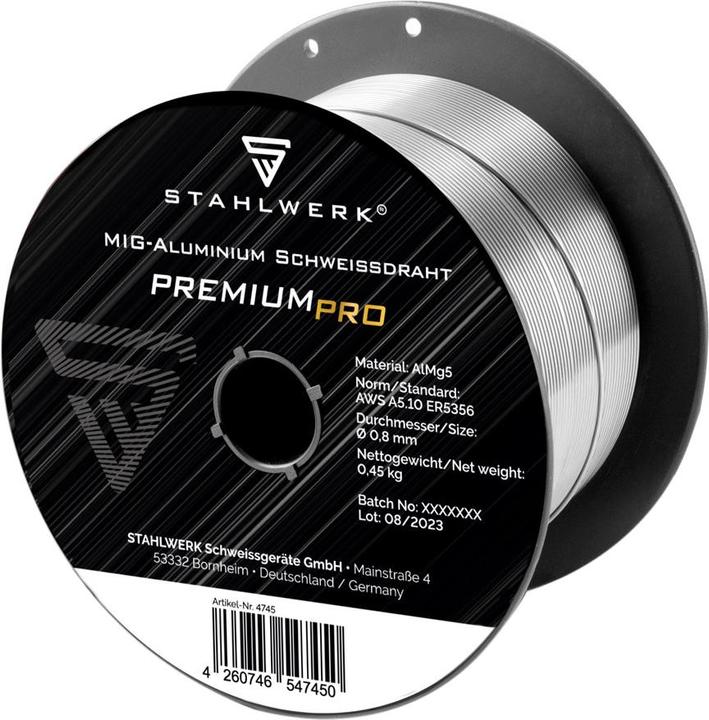 Produktbild Stahlwerk Schweissdraht MIG MAG Aluminium ER5356 AlMg5 0,8 mm 0,45 kg Drahtrolle