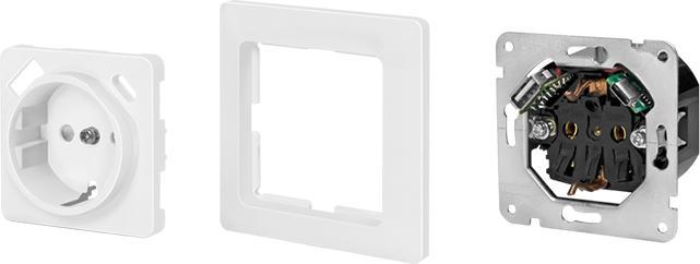 Produktbild LogiLink Unterputz-Steckdose, 1x CEE 7/3, 1x USB-A, 1x USB-C PD