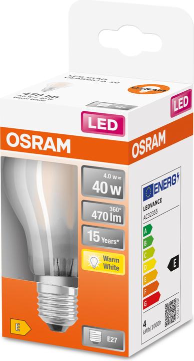 Produktbild Osram Led Retrofit Classic A (E27, 4 W, 470 lm, 1 x, E)