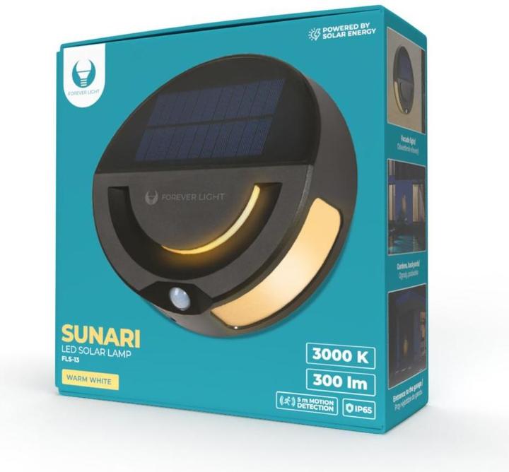 Actual product image Forever Light SUNARI Solar Lamp LED FLS-13 32*SMD PIR 6W 300lm 3000K 1200mAh Li-ion (300 lm, IP65)