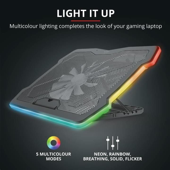 Actual product image Trust GXT 1126 AURA Multicolour-Illuminated Laptop Cooling Stand