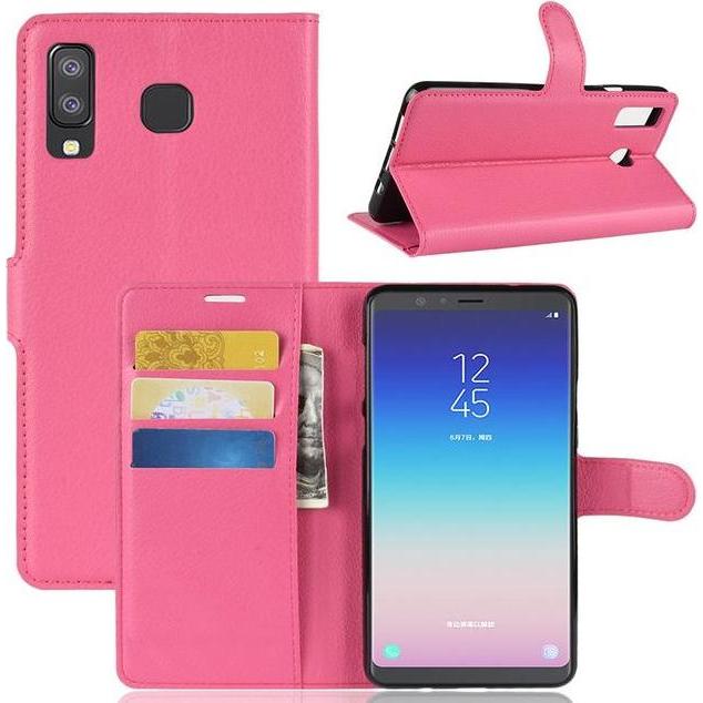 Thumbnail - MU Classic Litchi Leder Bookcover Series (Samsung Galaxy A8 Star), Smartphone Hülle, Rosa