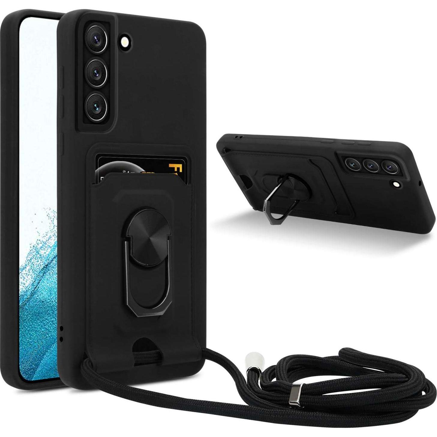Cadorabo Handykette für Samsung Galaxy S22 mit Standfunktion, Handykette, Schwarz