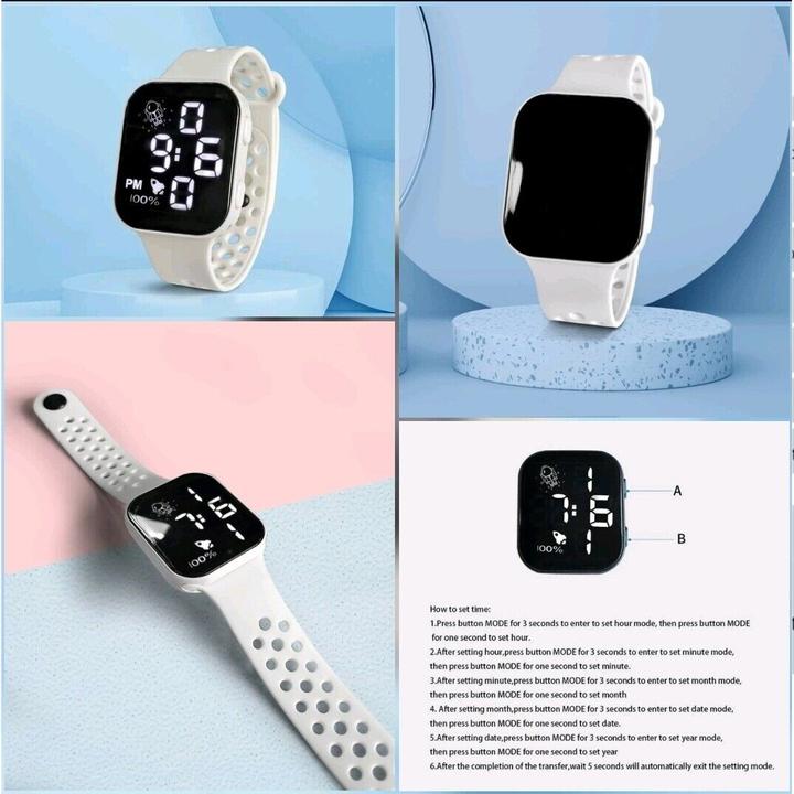 Produktbild Cbx P1 Fashion LED-Digitaluhr mit Silikonarmband 12-Stunden-Anzeige Weiss (33 mm)