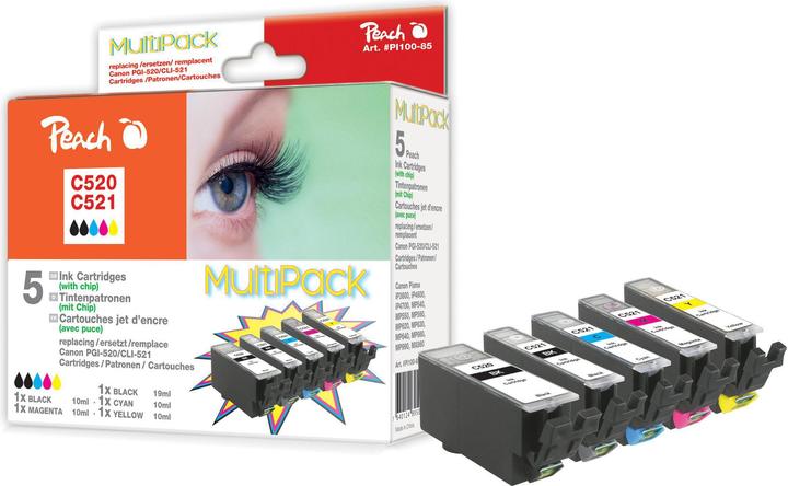 Actual product image Peach Cli-521, Pg-520 (M, C, Y, PBK, FC)