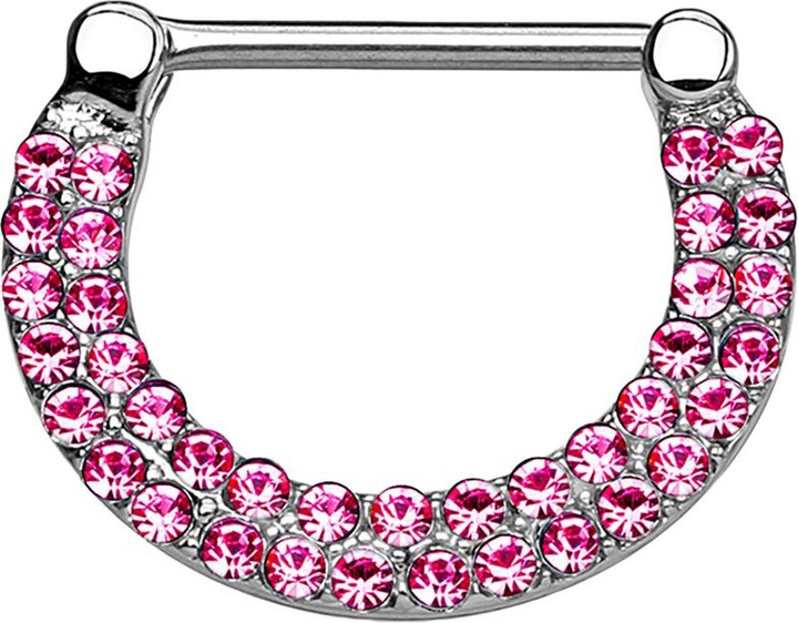 Immagine prodotto Star Piercing Barbell Clicker silber doppellinig mit Kristallen pink (Acciaio chirurgico 316L, Ottone)