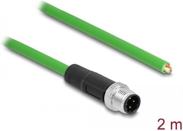 Produktbild Delock Netzwerkkabel M12 4 Pin D-kodiert zu offenen Kabelenden TPU 2 m (SF/UTP, 2 m)