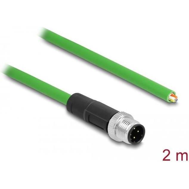 Thumbnail - Delock Netzwerkkabel M12 4 Pin D-kodiert zu offenen Kabelenden TPU 2 m (SF/UTP, 2 m), Netzwerkkabel