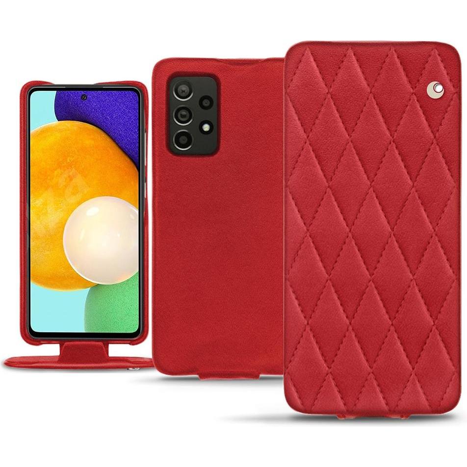 Noreve Lederschutzhülle vertikal (Samsung Galaxy A52), Smartphone Hülle, Rot