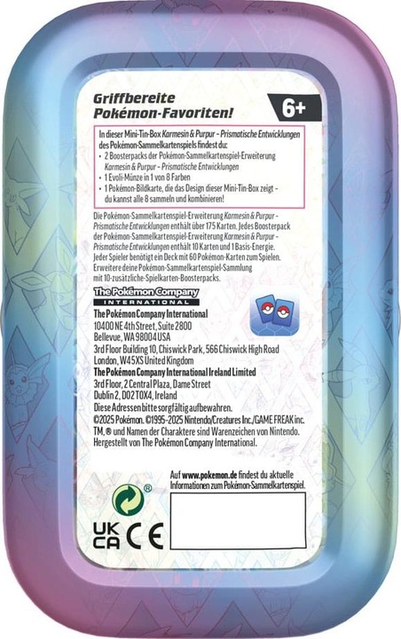 Nutritional values and ingredients Pokémon Prismatic Evolutions (German, Tin)
