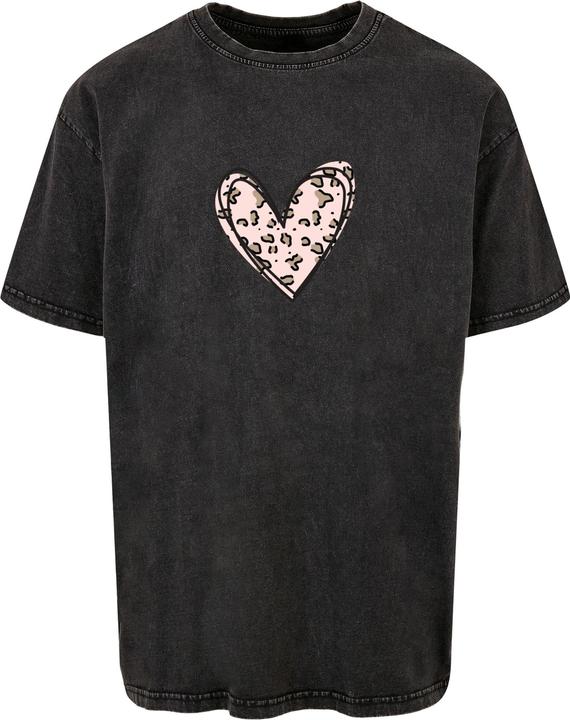 Image du produit Merchcode Valentines Day - Tee surdimensionné lourd délavé à coeur de léopard - 116975 (3XL)
