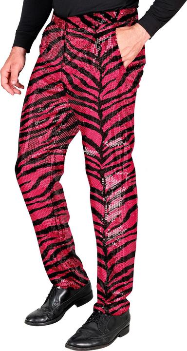 Actual product image Widmann Men's sequin trousers in zebra look black/pink (L)