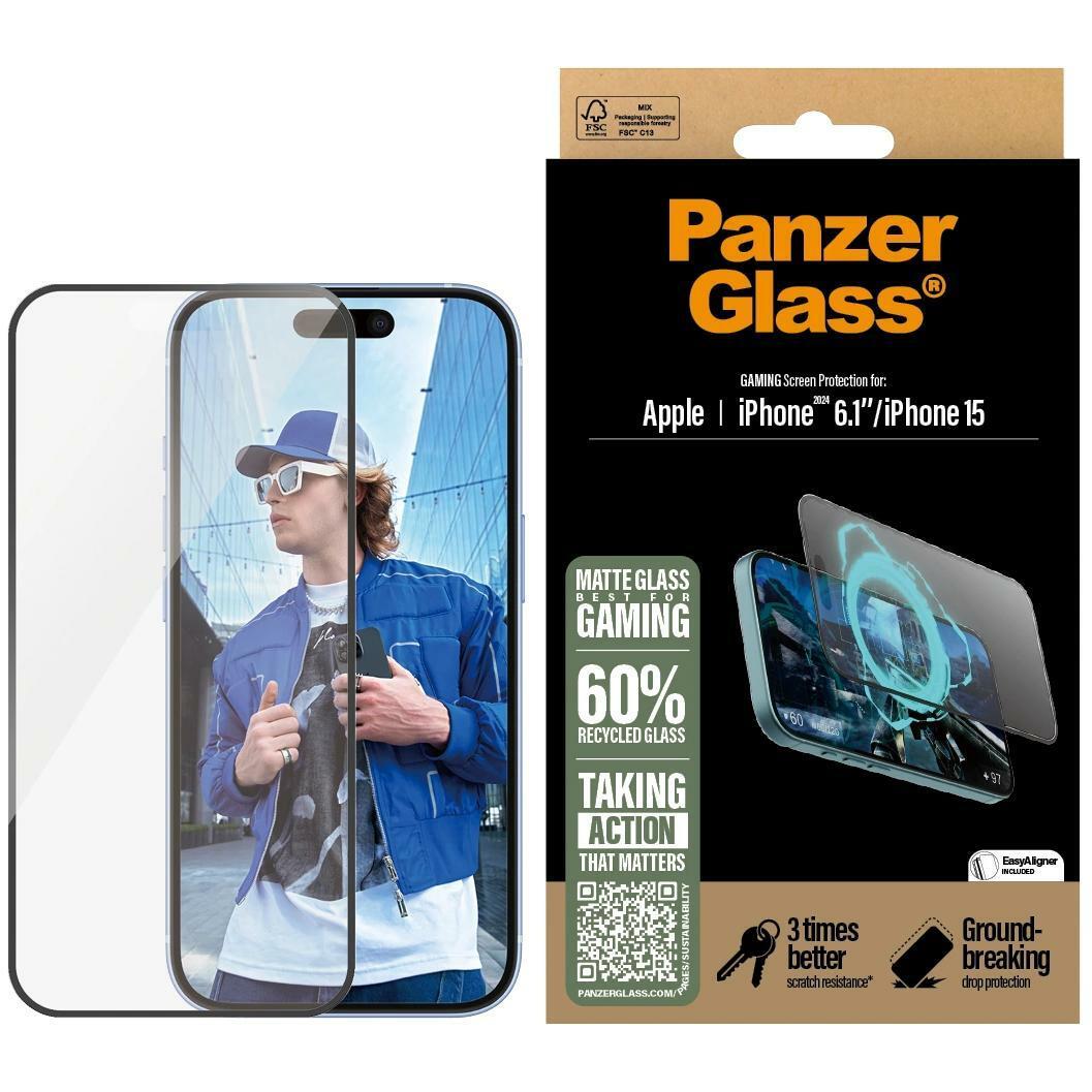 PanzerGlass Gaming UWF (1 Stück, Apple iPhone 15, Apple iPhone 16), Smartphone Schutzfolie, Transparent