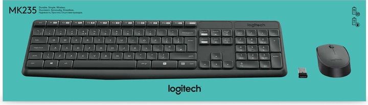 Produktbild Logitech MK235 Tastatur RF Wireless QWERTY Nordischer Raum (Eng. Int., Kabelgebunden, Kabellos)