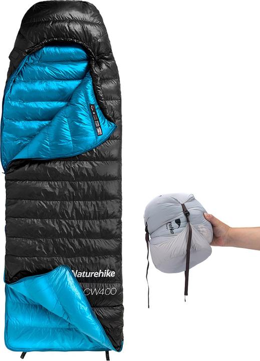 Actual product image Naturehike CW400 Square Down Sleeping Bag CW400L/Black/650 Duck Down