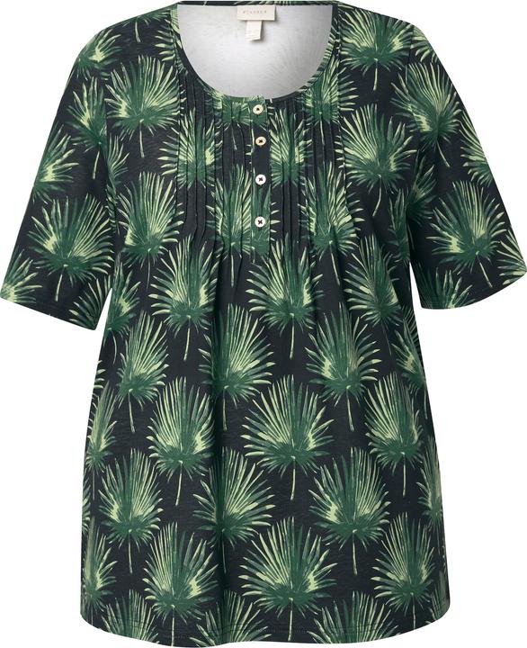 Image du produit Ulla Popken T-shirt, palmiers, coupe A-ligne, col rond, manches courtes, coton biologique (50, 52)