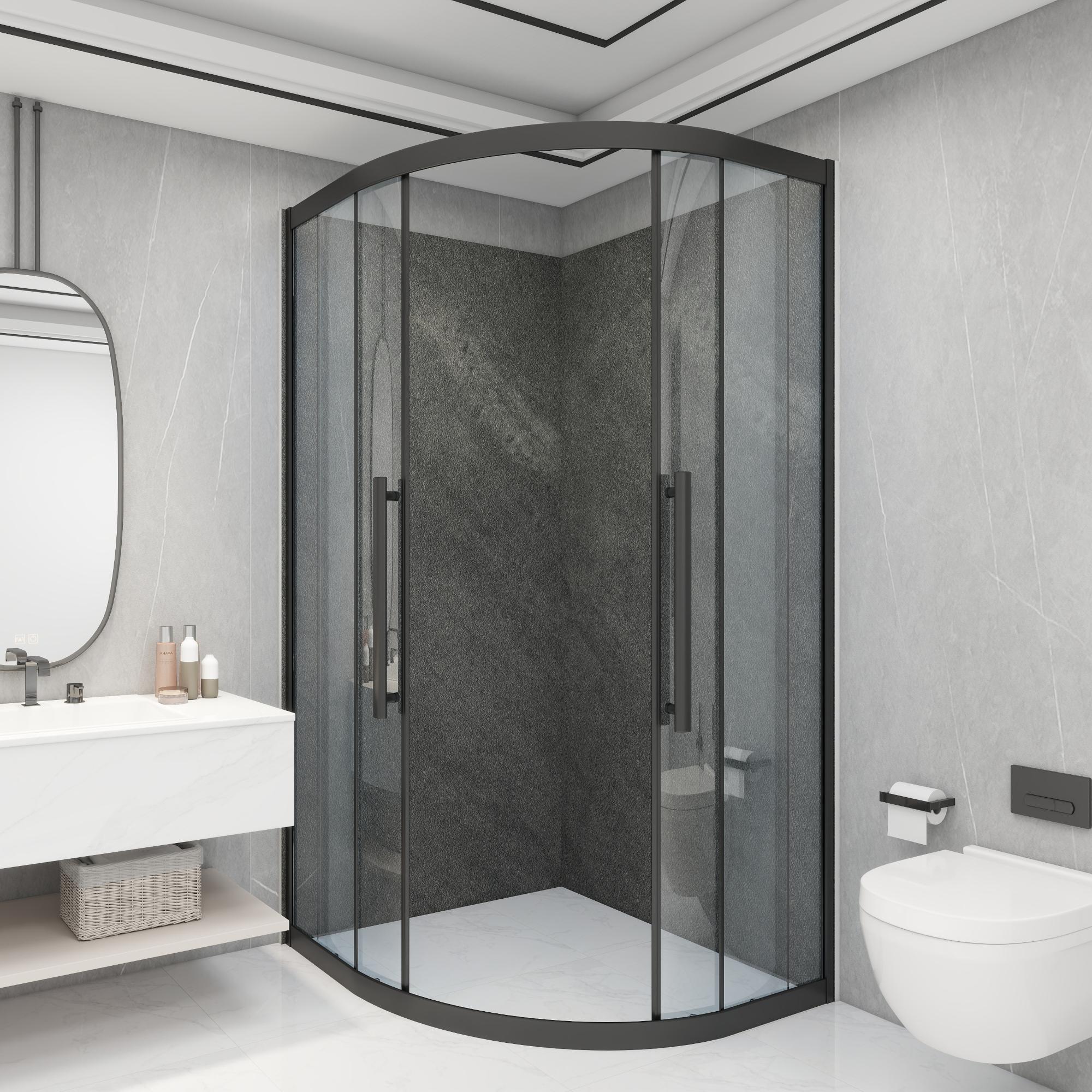 Neu.Haus, Duschkabine + Duschwand, Duschrückwandset Bladel 16er Set 120 x 60 cm Grey Stone (120 cm, 120 cm, 60 cm)