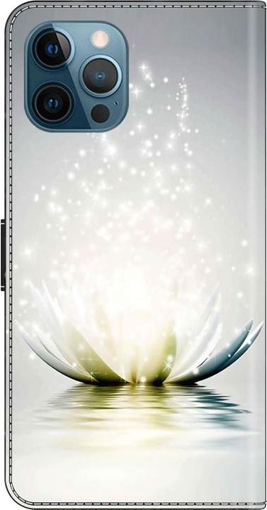 Actual product image Art iPhone 15 Pro Max Book Case Cover with Card Pocket Lotus Flower (Apple iPhone 15 Pro Max)