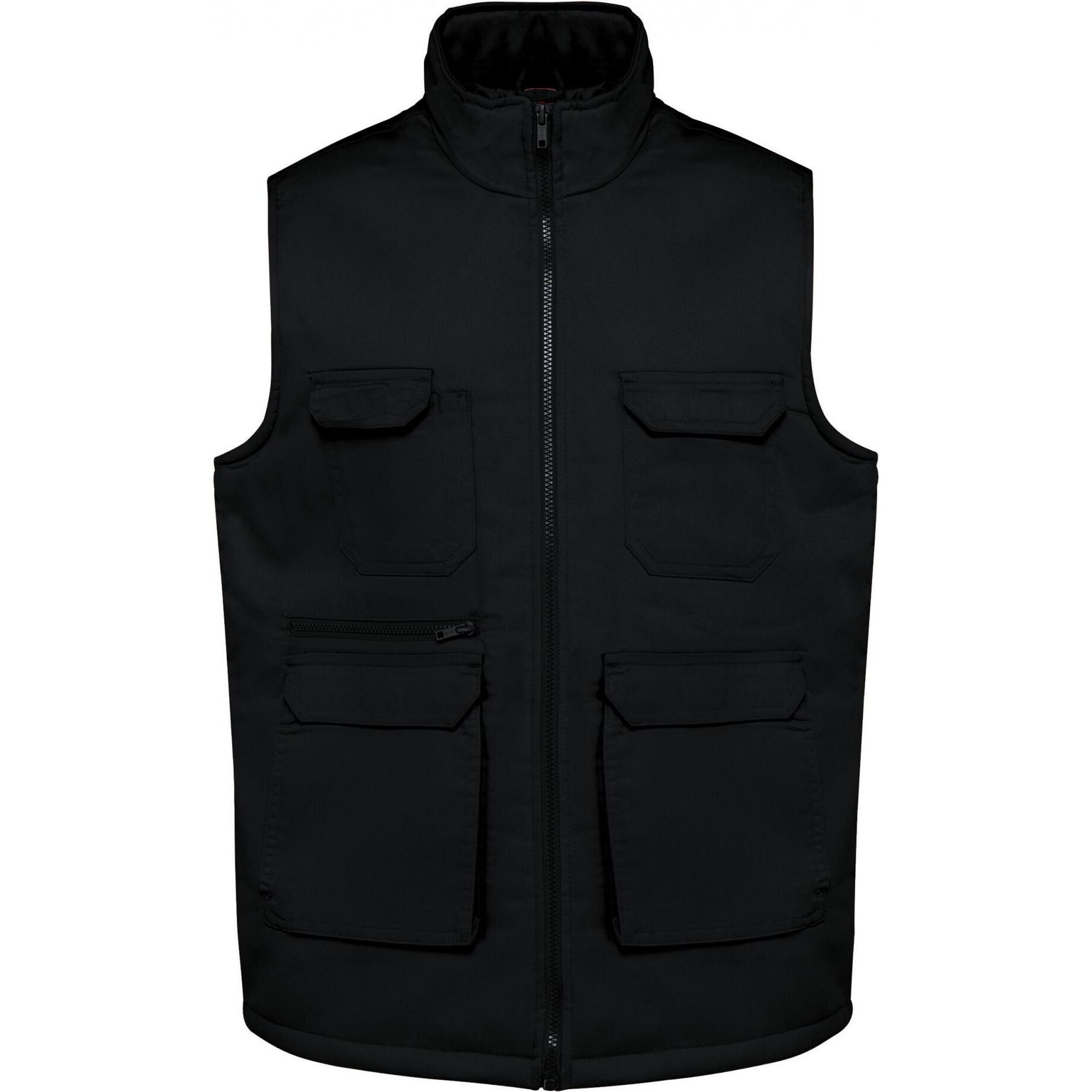 Kariban, Weste, Gepolsterte Polycotton-Multitaschen-Weste, Schwarz, (XXL)