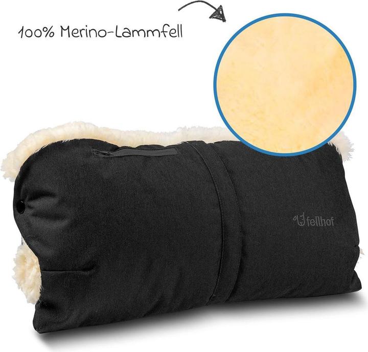Produktbild Der Fellhof Kinderwagen-Handwärmer aus Lammfell schwarz