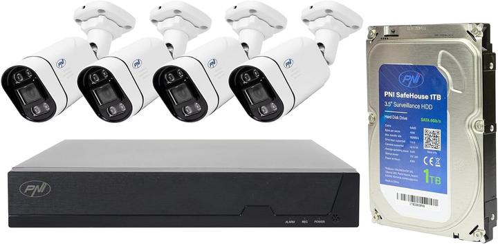 Immagine prodotto PNI POE-Videobewachungsset mit 4 Kameras, 5 MP Ultra HD, Nachtsicht, Bewegungserkennung und 1 TB HDD
