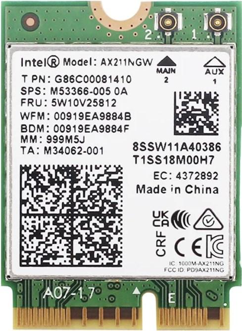 Productafbeelding Intel NIC WI-FI 6E AX211 2230 2x2 AX R2 6GHz+ BT No vPro - WLAN (M.2 Een sleutel)
