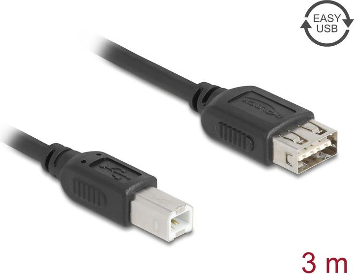Image du produit Delock USB 2.0 Kabel USB Typ-B Stecker zu EASY USB Typ-A Buchse 3 m (3 m, USB 2.0)