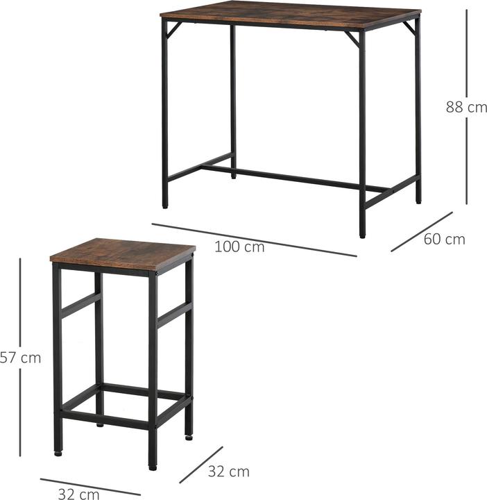 Image du produit Homcom Ensemble de tables de bar (100 x 60 x 88 cm)