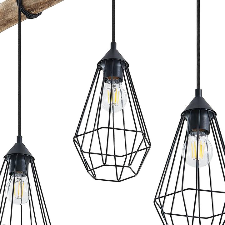 Image du produit Lindby Eldarion 4 Lampe à suspension Noir/Bois (E27)