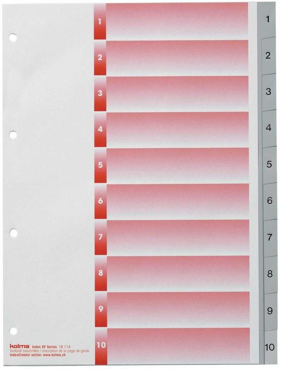 Actual product image Kolma Index A4 strong 1-10 10-piece grey