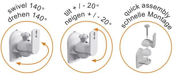 Image du produit myWall HB 6 WL (1 paire, Installation murale, Inclinable, Rotatif)