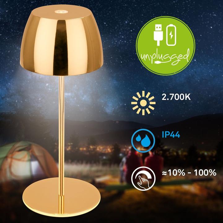 Image du produit Briloner Lampe de table LED rechargeable - Mini, Touch, Gold (150 lm)