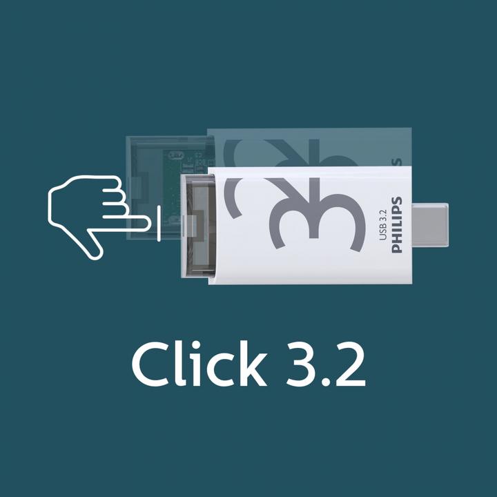 Image du produit Philips USB 3.2 32 Go Click Series Gen 1 USB-C (32 Go, USB 3.2)
