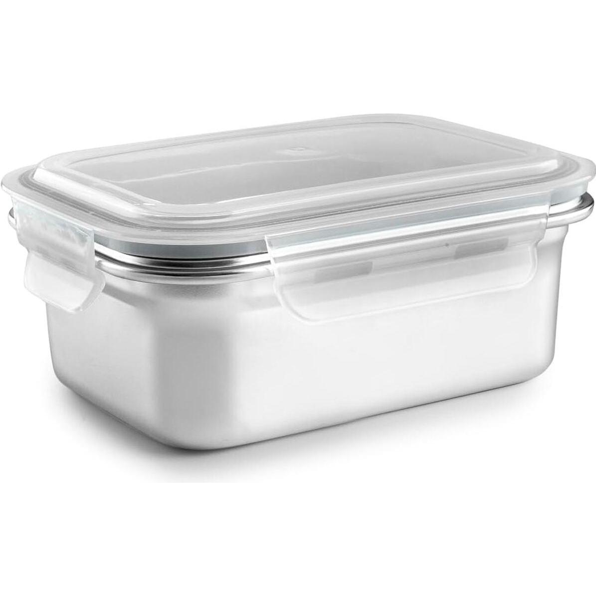 Ibili Unisex Argento Lunchbox 669308 Silberfarben Edelstahl Rechteckig 800 Ml, Portapranzo,