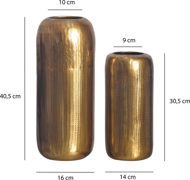 Produktbild FineBuy Vase 2er Set Blumenvase Aluminium Zylinder Tischvase Rund Dekovase (2x)