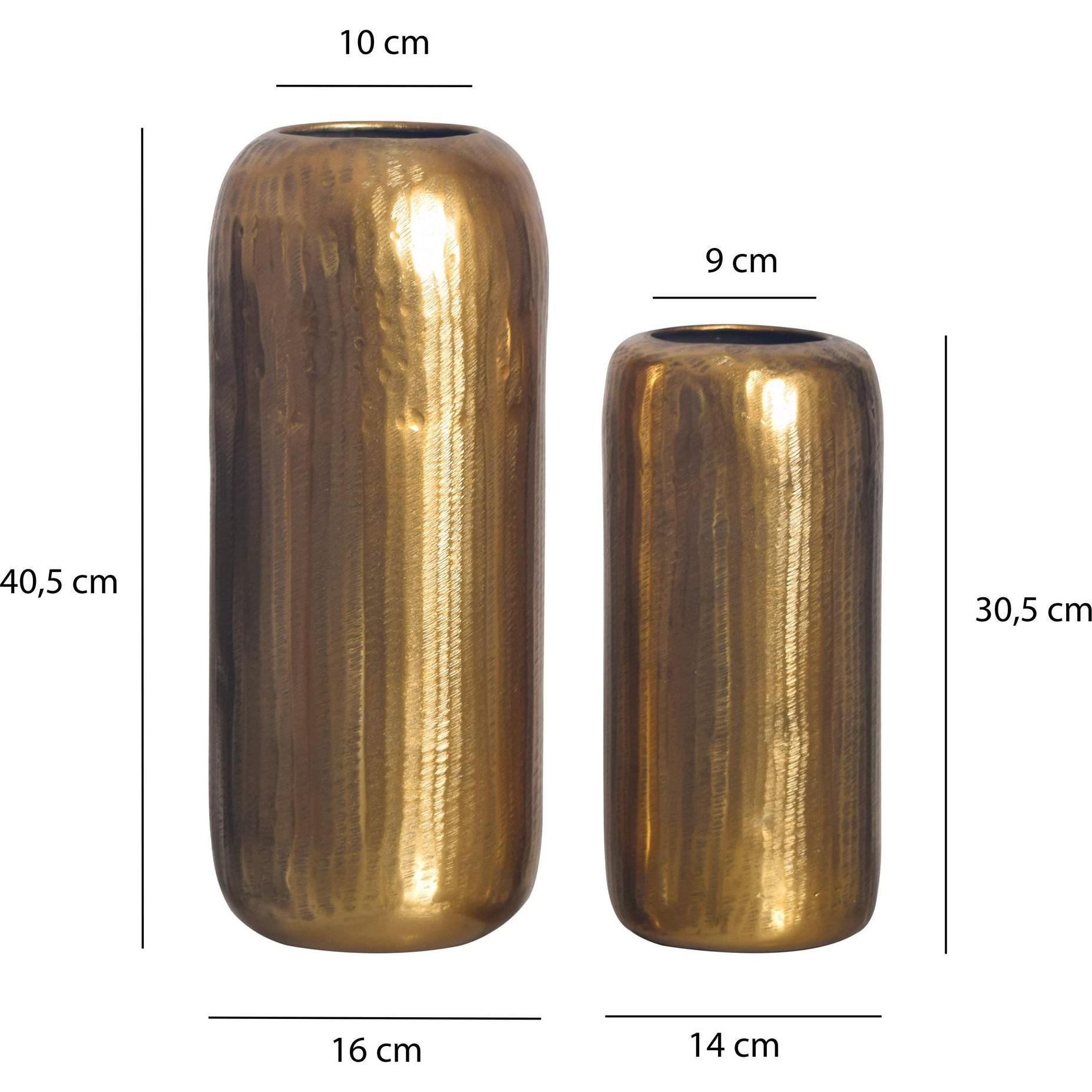 Thumbnail - FineBuy, Vase, Vase 2er Set Blumenvase Aluminium Zylinder Tischvase Rund Dekovase (2 x)