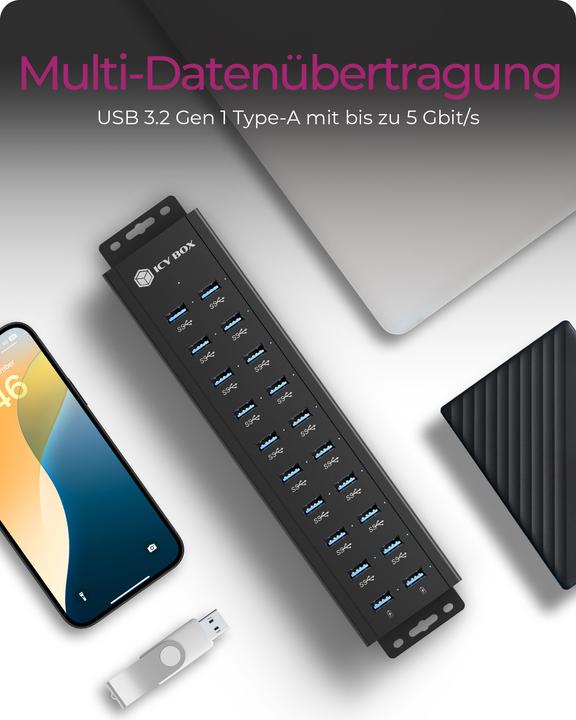 Produktbild Icy Box IB-HUB1720-U3 (20 Ports)