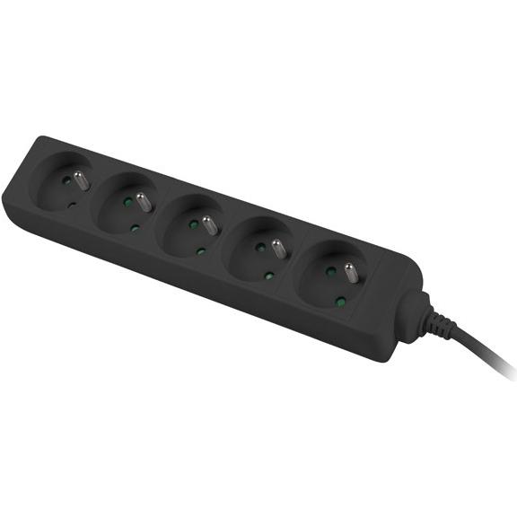Lanberg, Steckdosenleiste, PS0-05E-0300-BK Verlängerungskabel 5 AC-Ausgänge Indoor (5 x, CEE 7/5, 3 m)