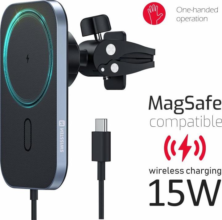 Productafbeelding Swissten Magnetische autohouder met draadloze oplader