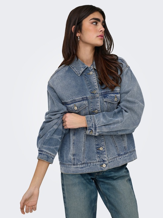 Immagine prodotto Only Polsini con colletto a scomparsa e giacca con bottoni in denim (L)