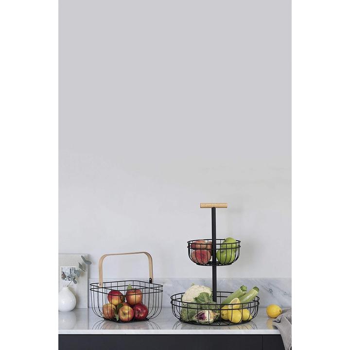 Produktbild Lacor Obstkorb Gitter quadratisch m.Henkel aus Holz 26x26cm H18cm (26 x 28 cm)