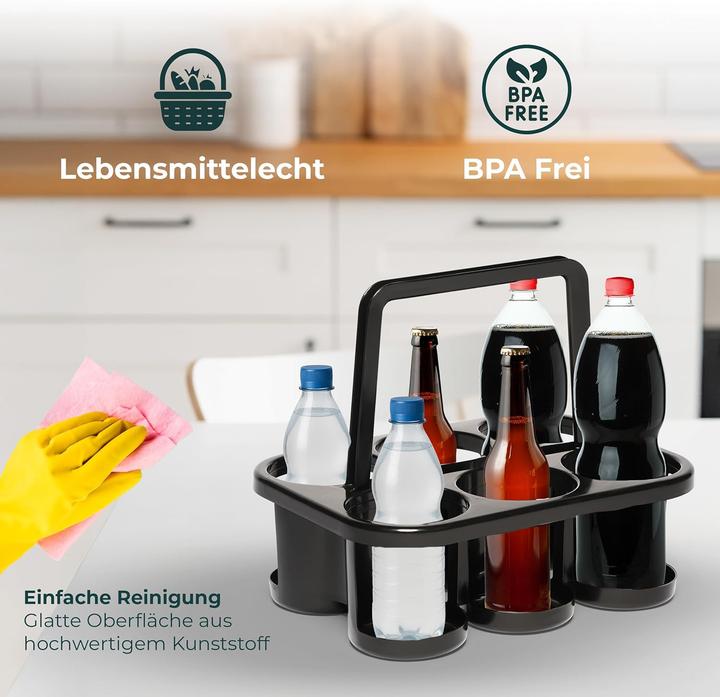 Immagine prodotto Novaliv 4X Flaschenträger für 24 Flaschen - Stabiler Halt - Getränkekorb Kunststoff, Stapelbar, 32x2