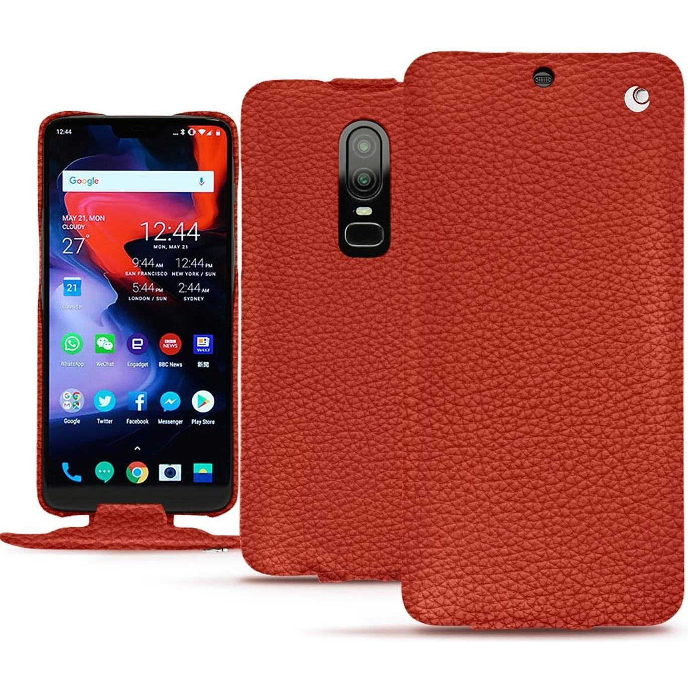 Thumbnail - Noreve Lederschutzhülle vertikal (OnePlus 6), Smartphone Hülle, Orange