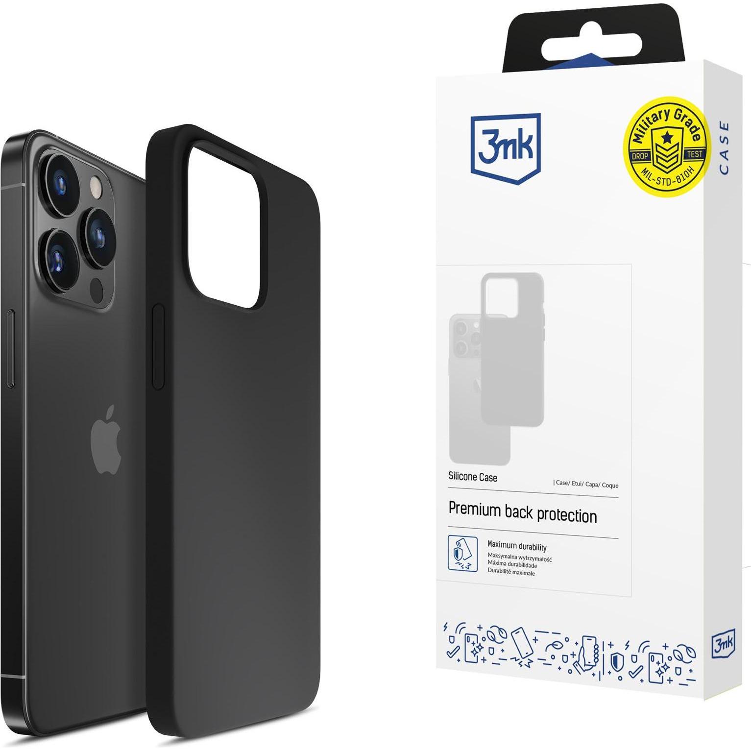 3MK Silicone Case iPhone 16 Pro Max 6.9" czarny/black (Apple iPhone 16 Pro Max), Smartphone Hülle, Schwarz