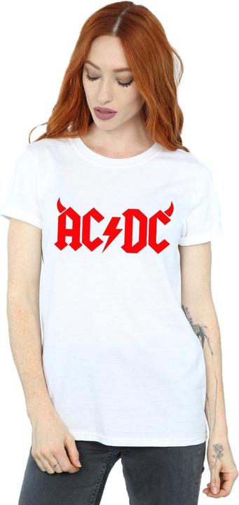 Actual product image AC/DC Womens/Ladies Horns Logo Cotton Boyfriend T-Shirt (S)