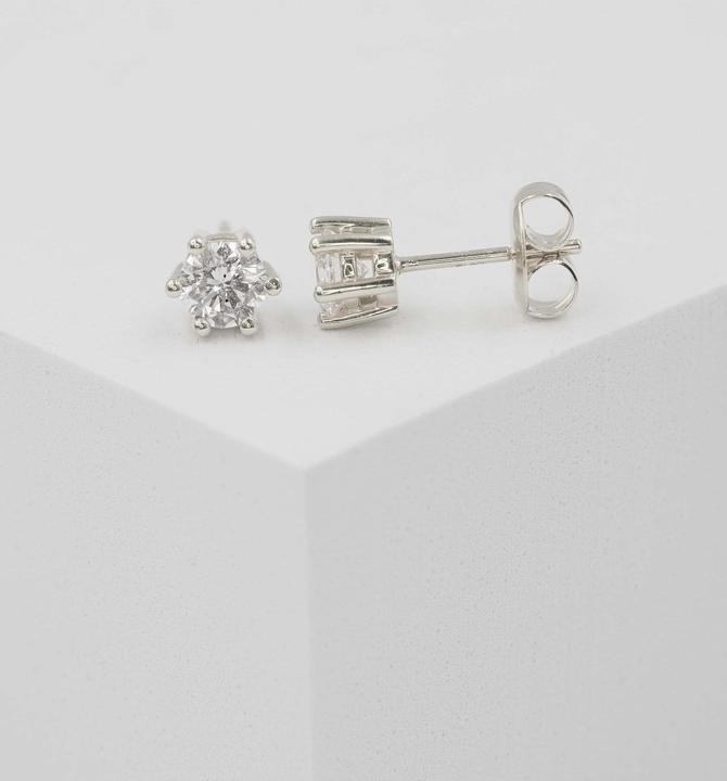 Produktbild Muau Solitaire earstuds 6-handle setting white gold 750 diamonds 1.00ct. 7mm (750/18K Weissgold)