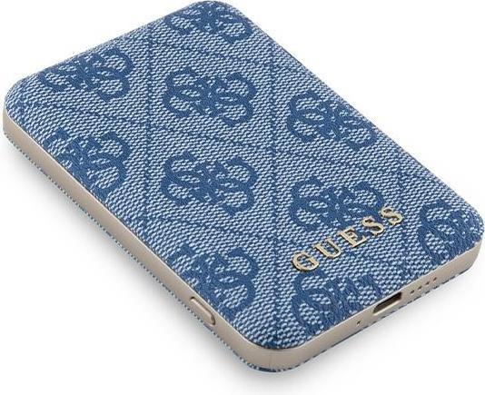 Actual product image Guess Powerbank indukcyjny 15W GUPB5FP4EMGB 5000mAh niebieski/blue 4G Leather Metal Logo MagSafe (5000 mAh, 15 W, 15 Wh)