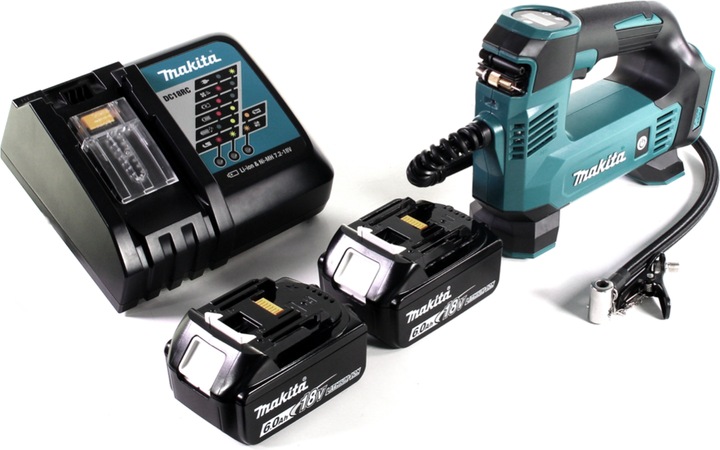 Immagine prodotto Makita DMP 180 RG Compressore a batteria 18 V 8.3 bar + 2x batteria 6.0 Ah + caricatore (8.30 bar, 12 l)